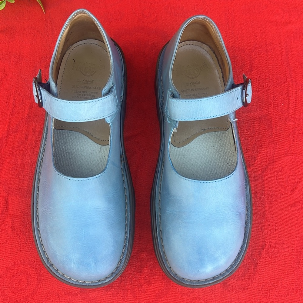 🏴 Blue Gray Vintage MIE Dr. Martens Chunky Mary Jane UK 7 EC❣️ - Picture 7 of 17